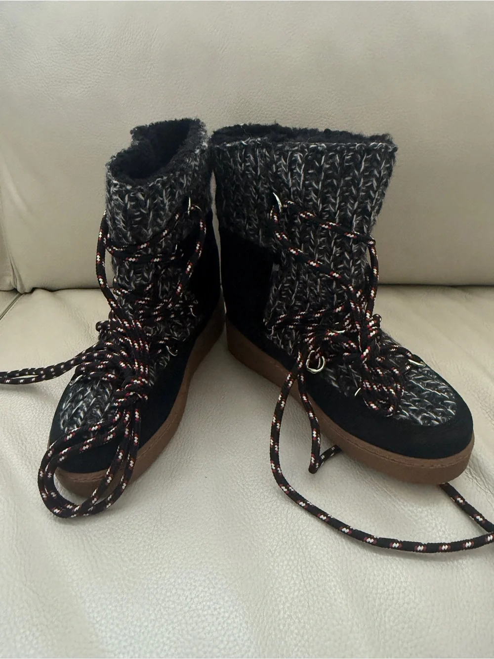 Isabel Marant Nowles 40MM Shearling-Lined Wool Platform Boots Sz 37 (7)